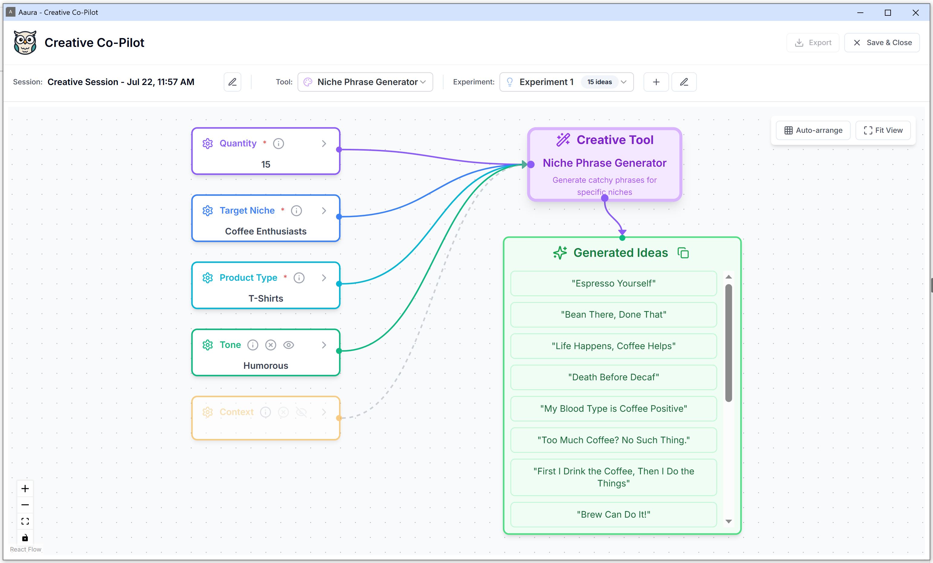 Creative Co-Pilot Node-Based Interface